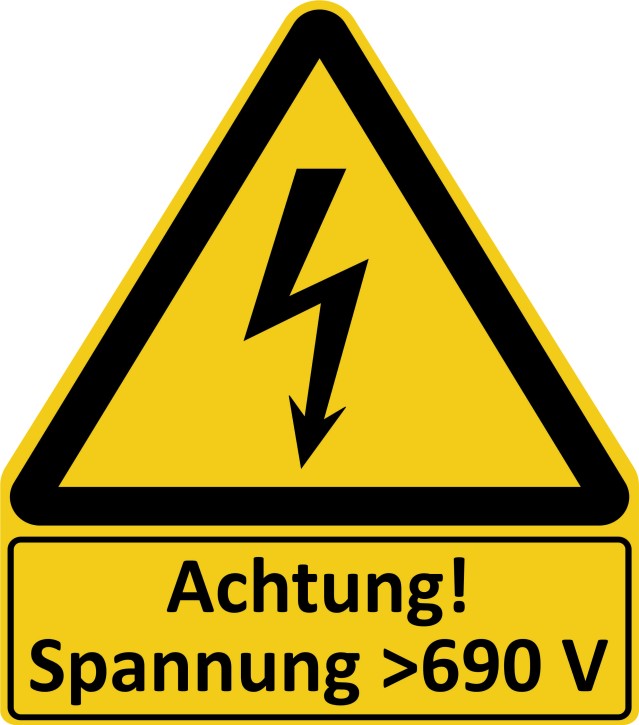 Warn-Kombischild "Achtung Spannung >690 V" Warn-Kombischild "Achtung Spannung >690 V"