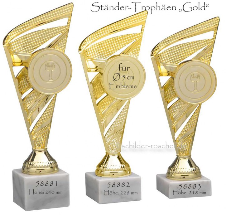 3er Pokalserie "Ständer-Trophäen" in GOLD oder SILBER auch als Einzelpokal  58880 588890