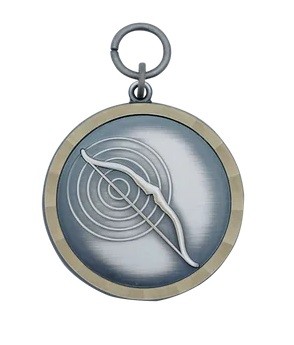 Medaille / Anhänger, Messing, BOGEN Bogenschießen massiv geprägt, mit Öse und Ring, versch. Ausführungen 62326