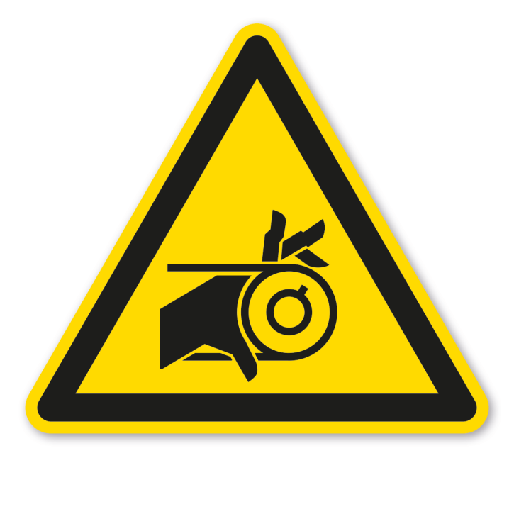 Warnschild „Warnung vor Handverletzung durch Riemenantrieb" – praxisbewährtes Warnzeichen