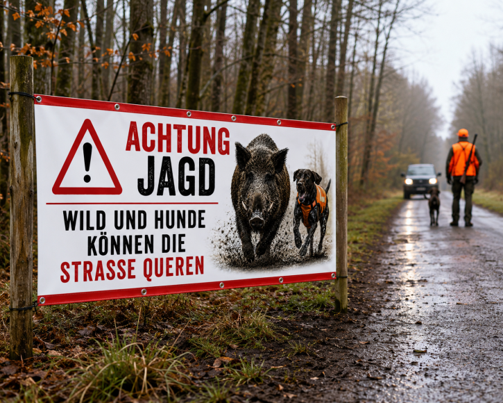 Banner Jagd | Achtung Jagd| mit Ösen Banner Jagd | Achtung Jagd| mit Ösen