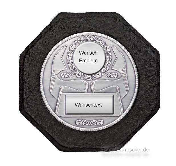Schieferlook-Teller Ø 21 cm – elegante Auszeichnung mit Emblem & Gravur