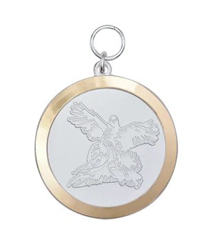 Medaille "Fasan mit Rebhuhn",  mit Öse & Ring Ø 39 mm, 64070 versilbert