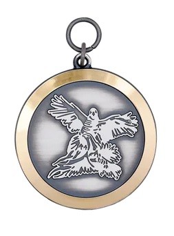 Medaille "Fasan mit Rebhuhn",  mit Öse & Ring Ø 39 mm, 64070 altsilber