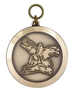Medaille "Fasan mit Rebhuhn",  mit Öse & Ring Ø 39 mm, 64070 bronze
