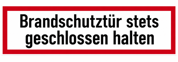 Hinweisschild „Brandschutztür stets geschlossen halten“ – selbstklebend 148 × 52 mm