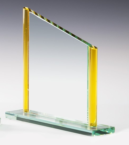 Farbige Glastrophäen Stärke 10 mm 67683-gold H. 180 mm x B. 180 mm