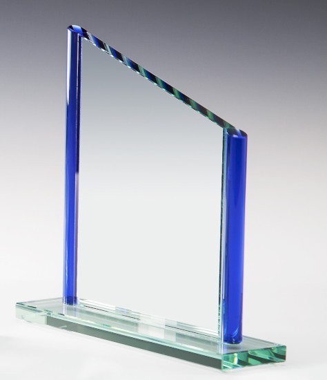 Farbige Glastrophäen Stärke 10 mm 67686-blau H. 180 mm x B. 180 mm