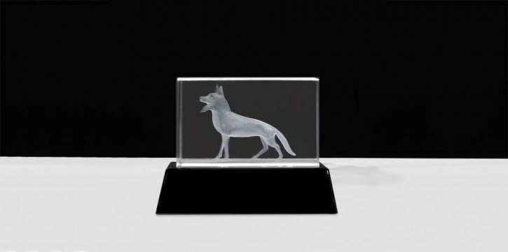3D-Glasblock Schäferhund