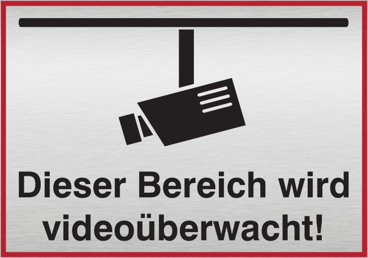 Videoüberwachung Folienaufkleber 148 x 105 mm SILBER