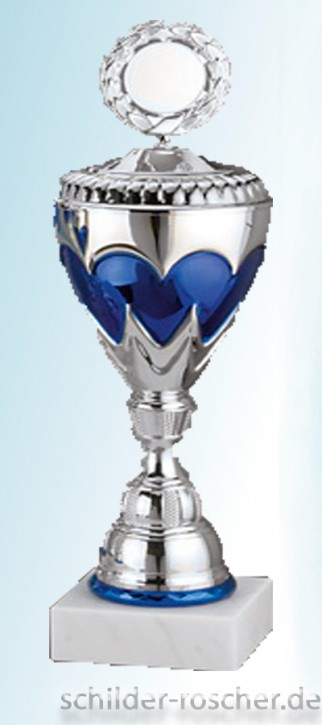 XXL - Pokal "Marianne" silber-blau, 46,0 cm, Wanderpokal, 853303