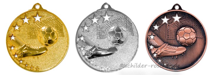 Fußball Medaillen Ø 50 mm gold, silber oder bronze 9188