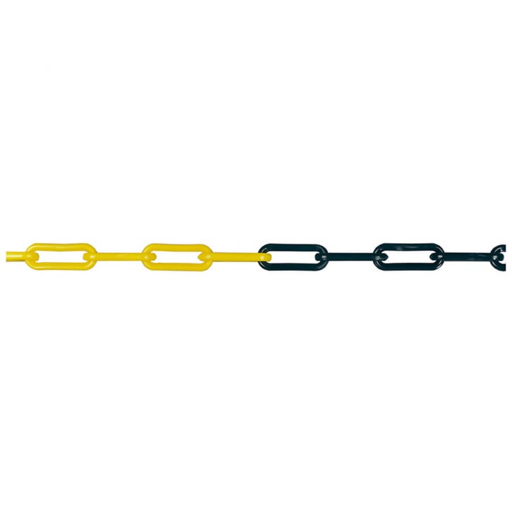 Absperrkette Stahlkette - Metall schwarz-gelb, 6 mm Gliederstärke, 10 Meter Bund