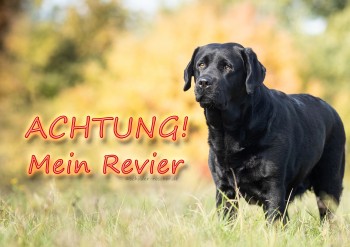 Warnschild - Labrador schwarz - Achtung  Mein Revier - 2 Größen -