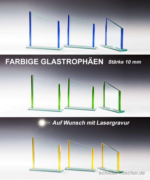 Farbige JADE-Glastrophäen Stärke 10 mm