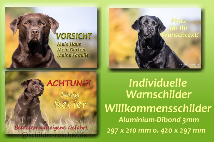 Hundewarnschild Tierschild nach eigenen Wünschen Warnung vor dem Hund Katze Maus 420 x 297 mm