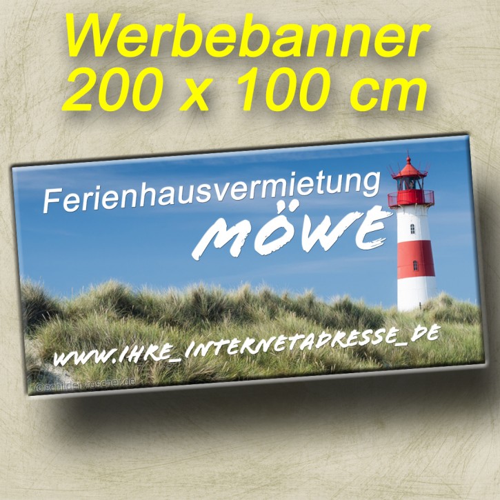 Banner "Ferienhausvermietung" mit individuellem Text