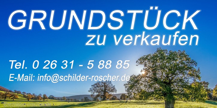 Werbebanner 200 × 100 cm – Standardmotiv | Optional individuell gestaltbar | Grundstück zu verkaufen