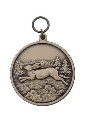 Medaille " Hase",  mit Öse & Ring Ø 39 mm, 54787