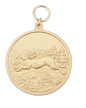 Medaille " Hase", vergoldet mit Öse & Ring Ø 39 mm, 54787-11