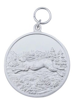 Medaille " Hase", versilbert, mit Öse & Ring Ø 39 mm, 54787-21
