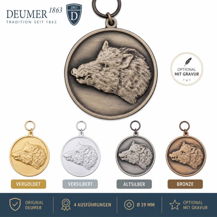 Medaille/Orden "Keiler",  mit Öse & Ring Ø 39 mm, 54788