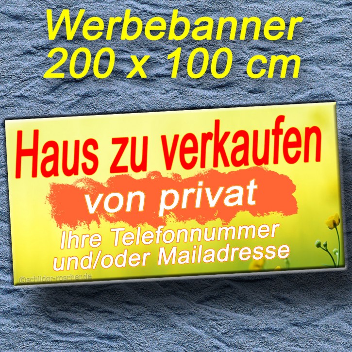 Banner "Haus zu verkaufen" mit individuellem Text