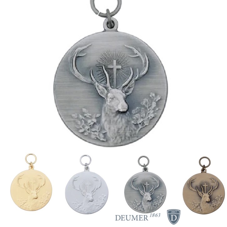 Medaille "Hirsch / Hubertushirsch",  mit Öse & Ring Ø 39 mm, 54798