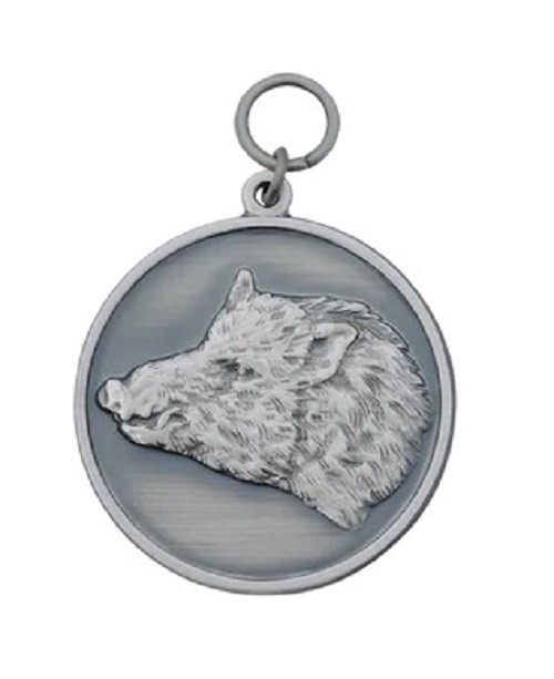 Medaille "Keiler", altsilber mit Öse & Ring Ø 39 mm, 54788-31