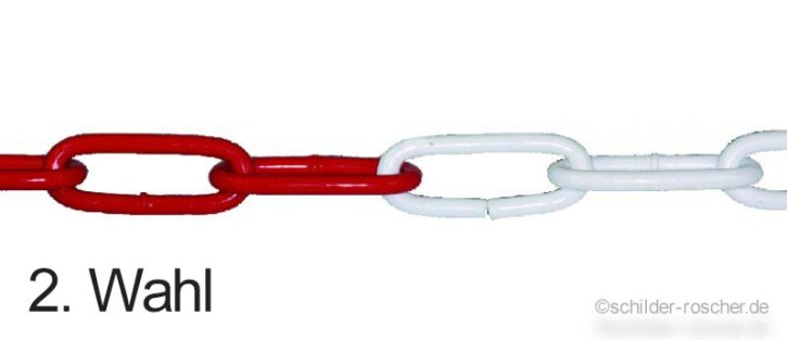 Absperrkette Stahlkette 5685-1 - Metall ROT-WEISS, versch. Gliederstärken 5 mm - 2. Wahl