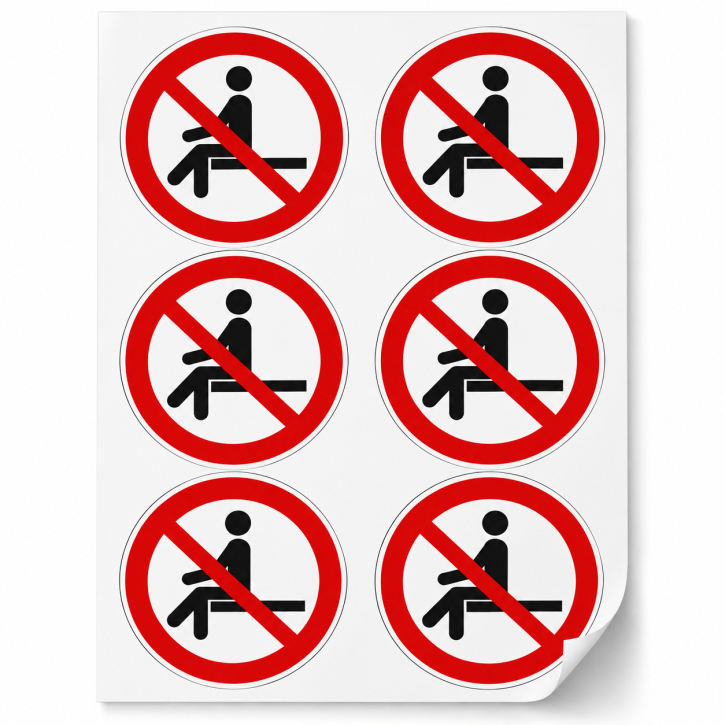 Verbotsschild „Sitzen verboten“ P018 | Folienaufkleber Ø 50 / 100 mm Ø 50 mm