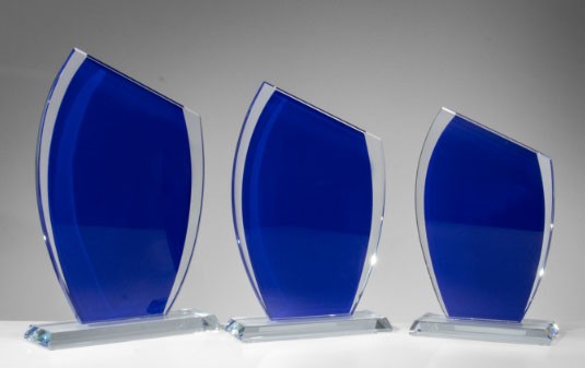 CLEAR-Glastrophäe Stärke 10 mm Blau