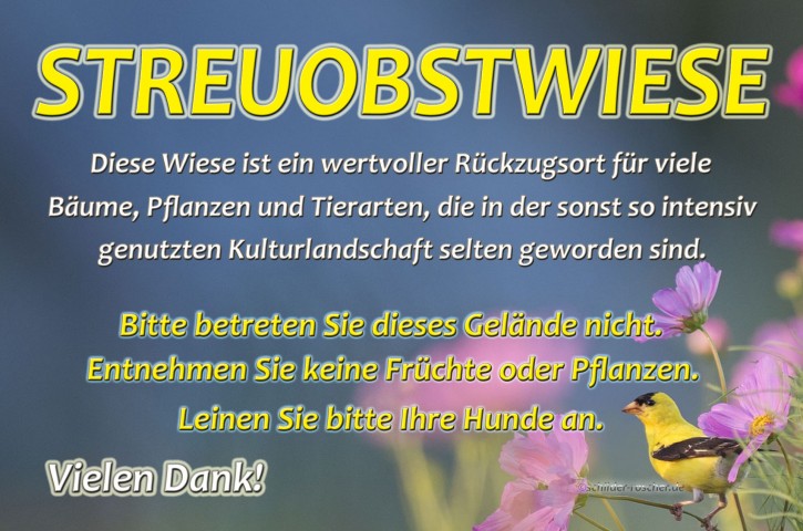 Schild Streuobstwiese Vogel Natur#8 297 x 210 mm