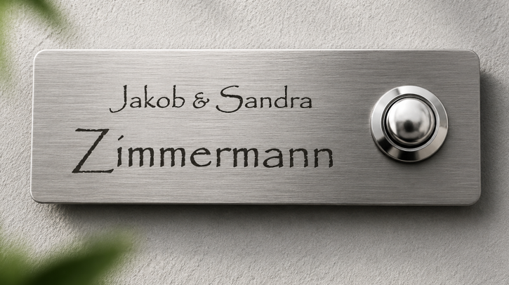 Edelstahl Klingelschild mit individueller Lasergravur