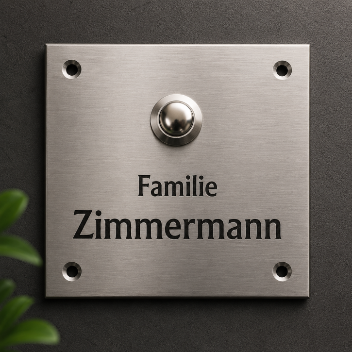Edelstahl Klingelschild mit Klingeltaster & individueller Lasergravur