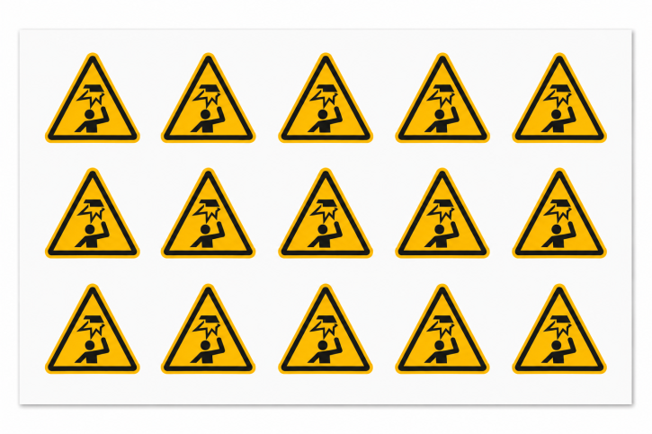 Warnschild "Warnung vor Hindernissen im Kopfbereich" SL  25 mm / 15 Stück auf Bogen