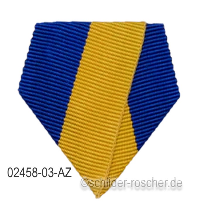 Befestigung für Orden & Medaillen – Banddreieck mit Sicherheitsnadel AZURBLAU-GELB