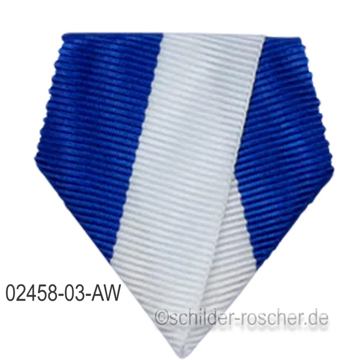 Befestigung für Orden & Medaillen – Banddreieck mit Sicherheitsnadel AZURBLAU-WEISS