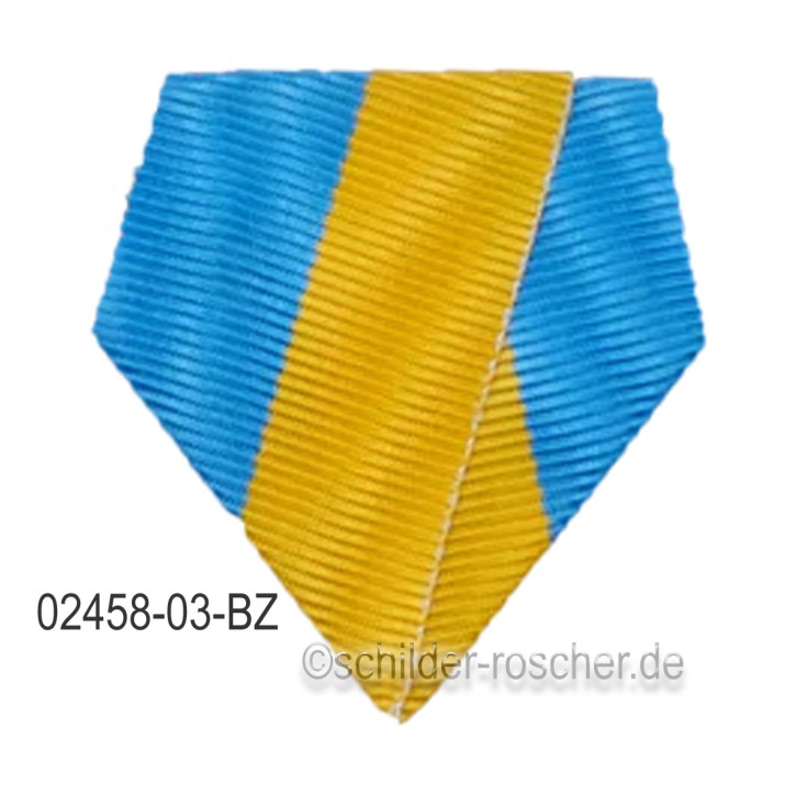 Befestigung für Orden & Medaillen – Banddreieck mit Sicherheitsnadel BLAU-GELB