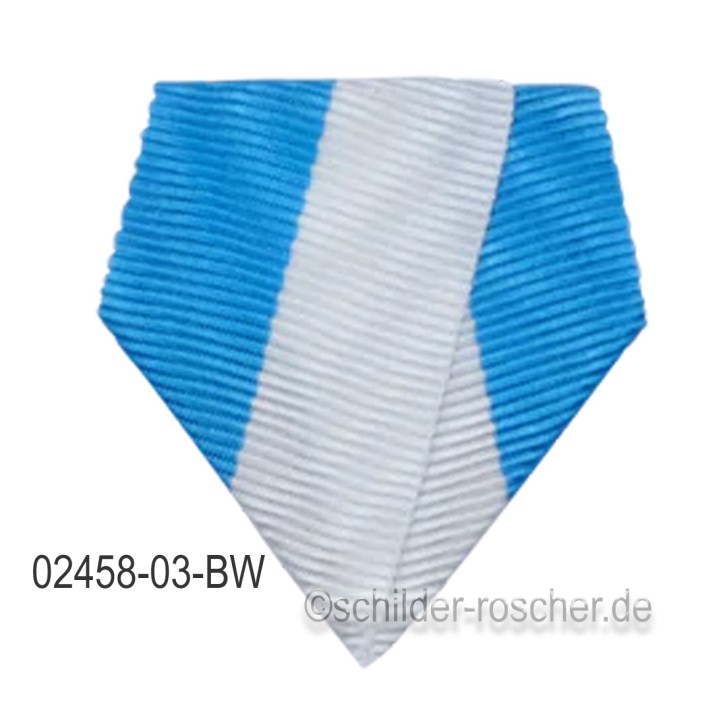 Befestigung für Orden & Medaillen – Banddreieck mit Sicherheitsnadel BLAU-WEISS