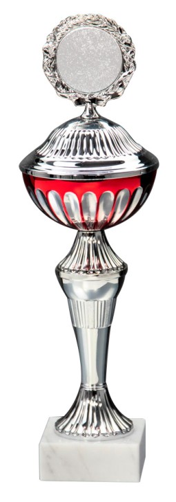 Pokal silber-rot Höhe: 31,7 cm E1331