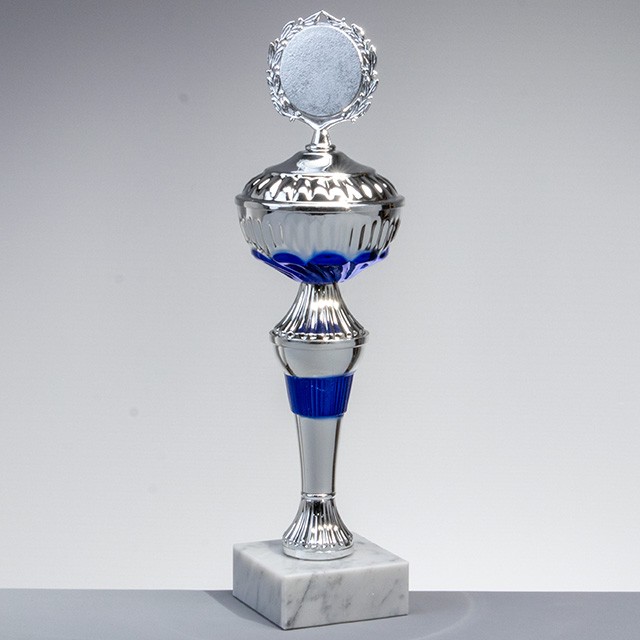 Pokal silber-blau Höhe: 32,4 cm E1337