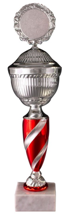 Pokal silber-rot Höhe: 31,8 cm E1605