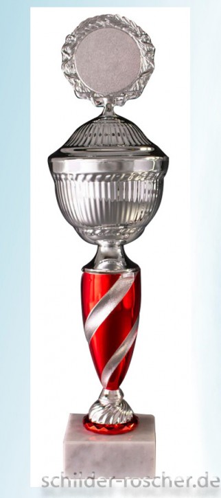 Pokal silber-rot Höhe: 31,8 cm E1605