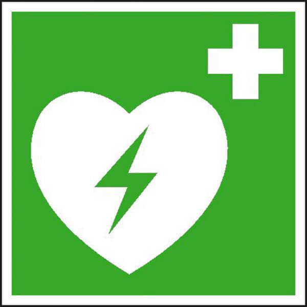 Erste-Hilfe-Schild - langnachleuchtend Automatisierter externer Defibrillator (AED) 200 x 200 mm / Kunststoff HI 150