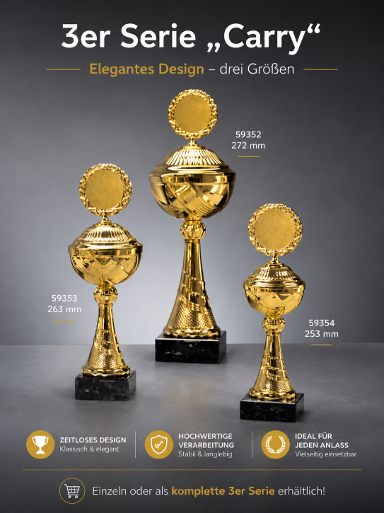 3erPokal Serie "Carry" in klassischem gold