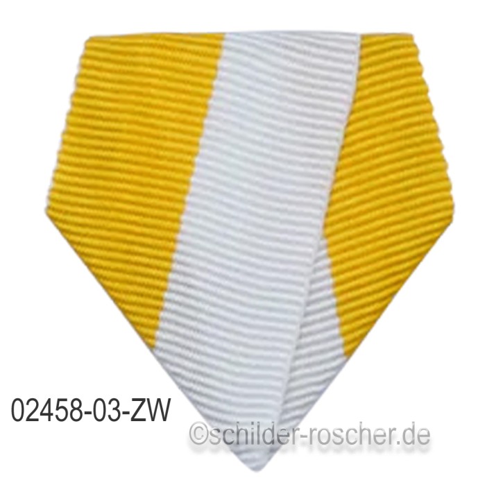 Befestigung für Orden & Medaillen – Banddreieck mit Sicherheitsnadel GELB-WEISS