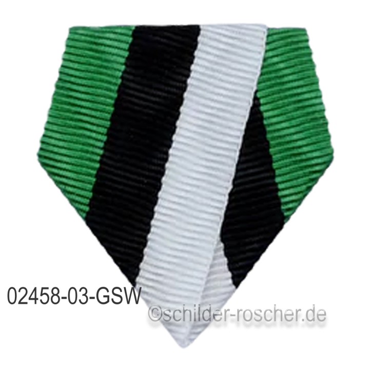 Befestigung für Orden & Medaillen – Banddreieck mit Sicherheitsnadel GRÜN-SCHWARZ-WEISS