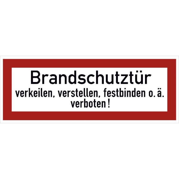 Hinweisschild „Brandschutztür verkeilen, verstellen, festbinden o. ä. verboten“ – DIN 4066