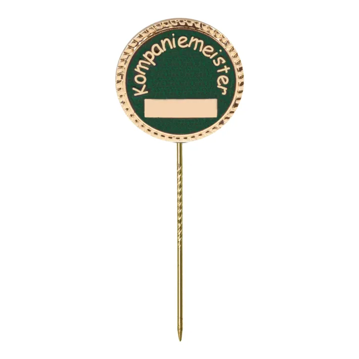 Schützenabzeichen "Kompaniemeister" mit langer Nadel / bronze-grün